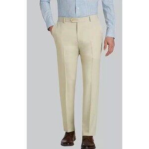 Jos A Bank Tailored Fit Chinos with Slider Waistband, Size 46x30 colour:Stone